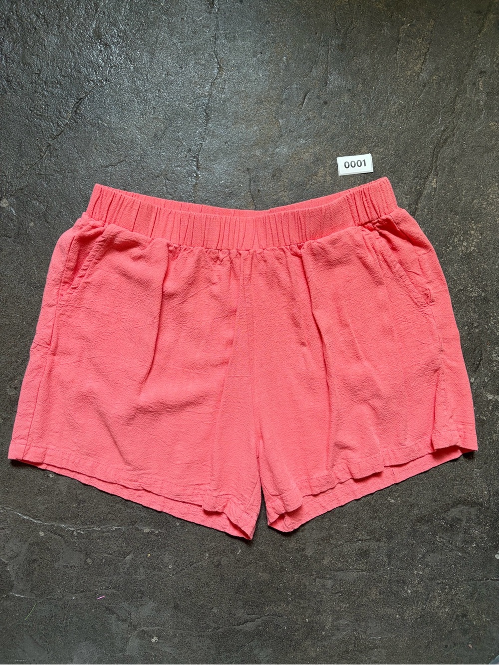 Women's Linen Coral Elastic-Waist Shorts - Picture 1 of 6